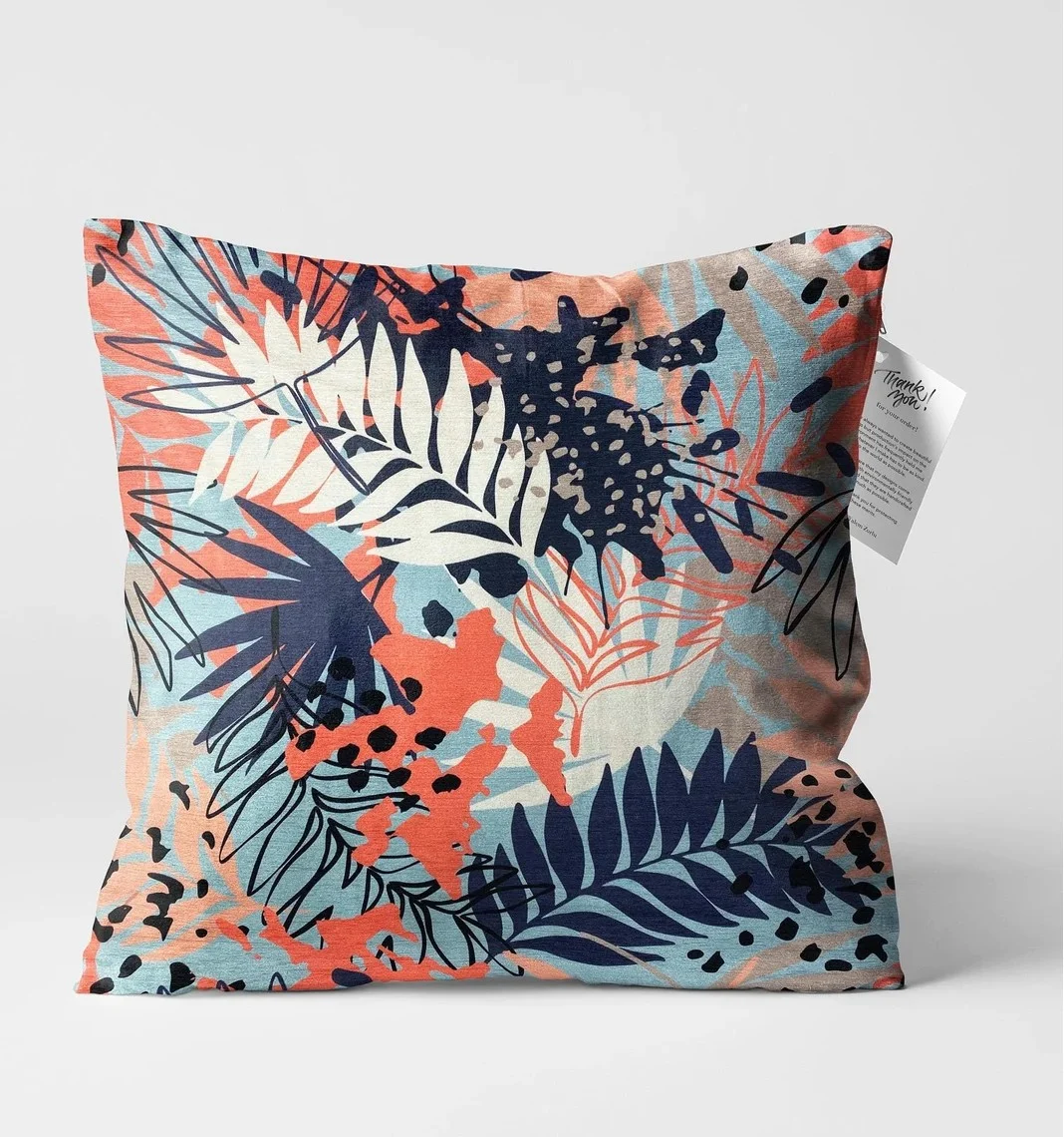 Abstract Leaf Throw Pillow Cover 18x18 Inches