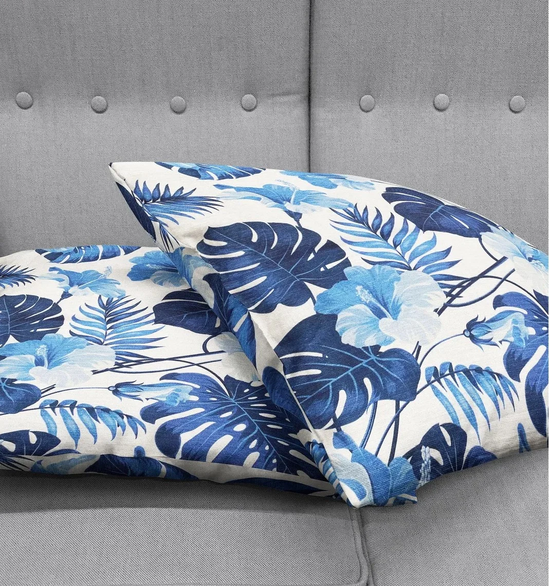Blue Hibiscus Throw Pillow Cover 18x18 Inches Blue Hibiscus Throw Pillow Cover 18x18 Inches