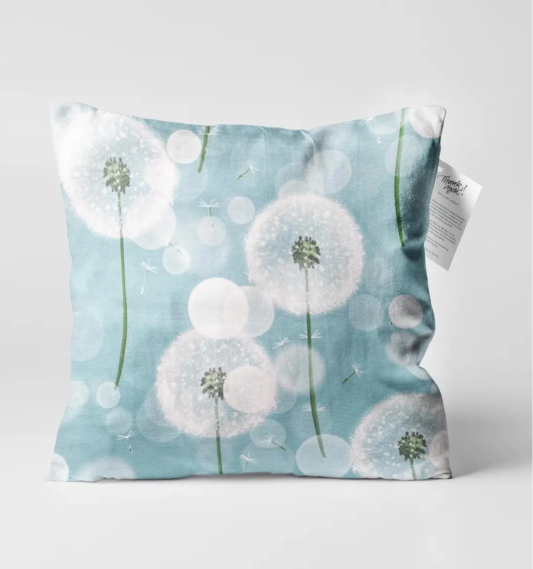 Dandelion Seed Float Throw Pillow Cover 18x18 Inches