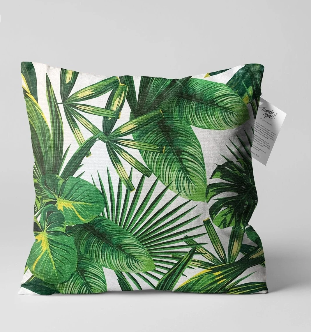 Lush Green Foliage Throw Pillow Cover 18x18 Inches