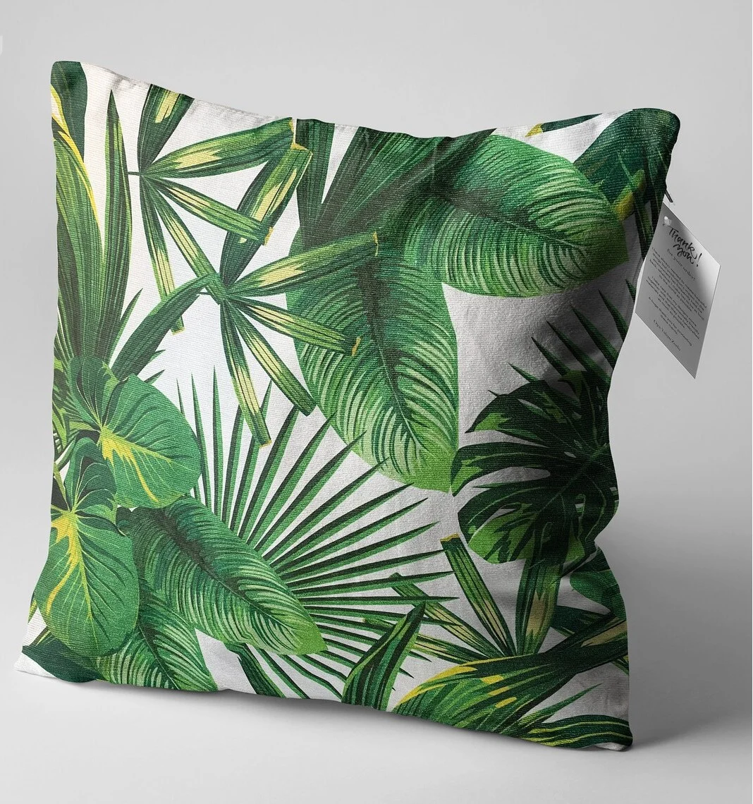 Lush Green Foliage Throw Pillow Cover 18x18 Inches Lush Green Foliage Throw Pillow Cover 18x18 Inches