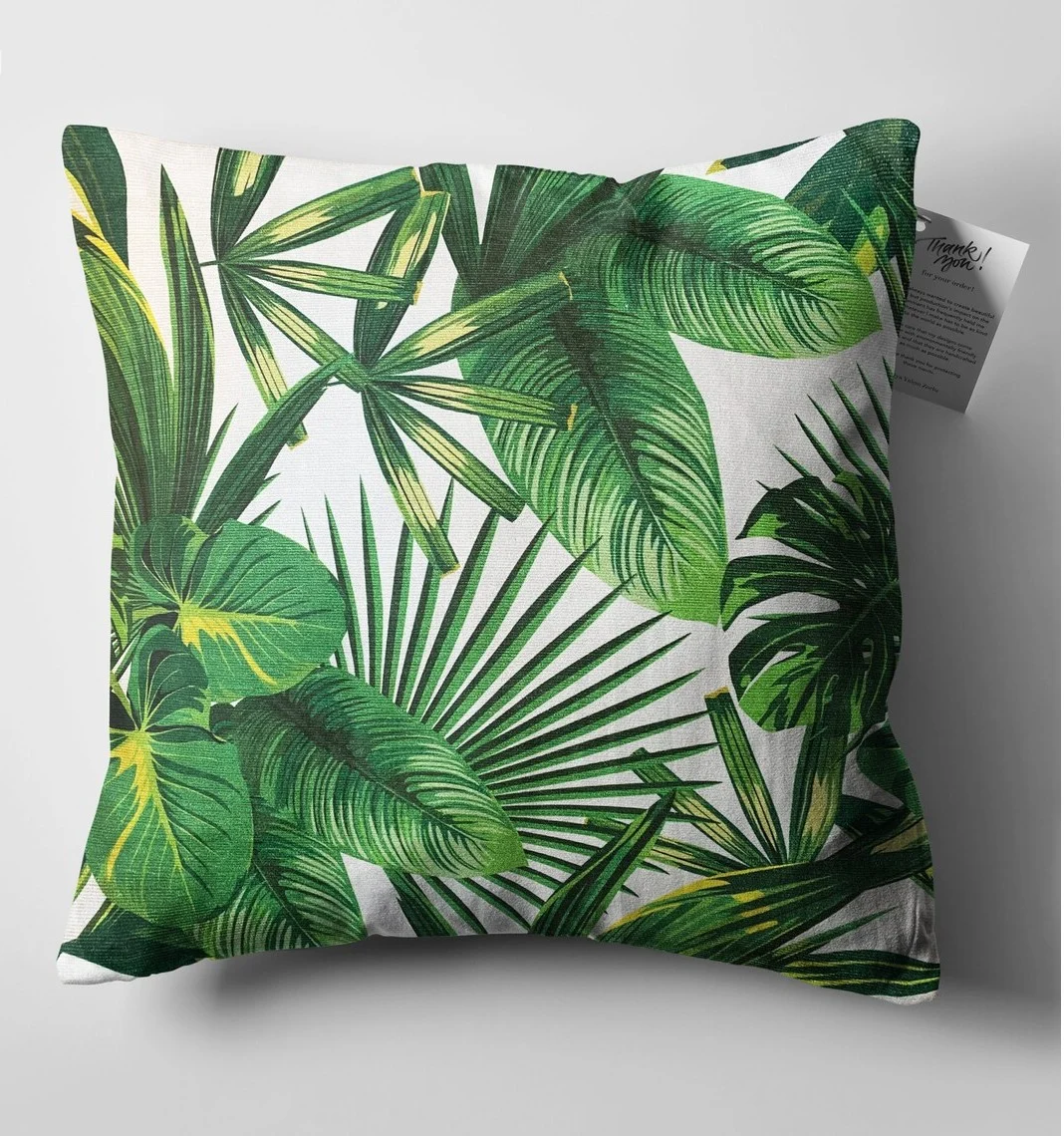 Lush Green Foliage Throw Pillow Cover 18x18 Inches Lush Green Foliage Throw Pillow Cover 18x18 Inches