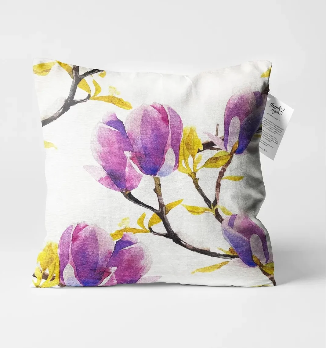 Purple Magnolia Throw Pillow Cover 18x18 Inches
