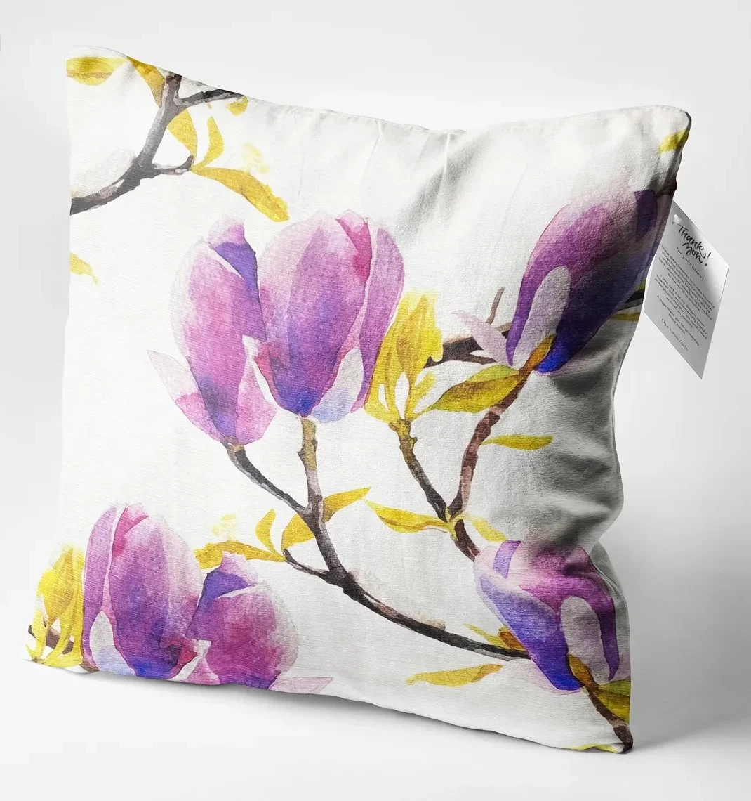 Purple Magnolia Throw Pillow Cover 18x18 Inches Purple Magnolia Throw Pillow Cover 18x18 Inches