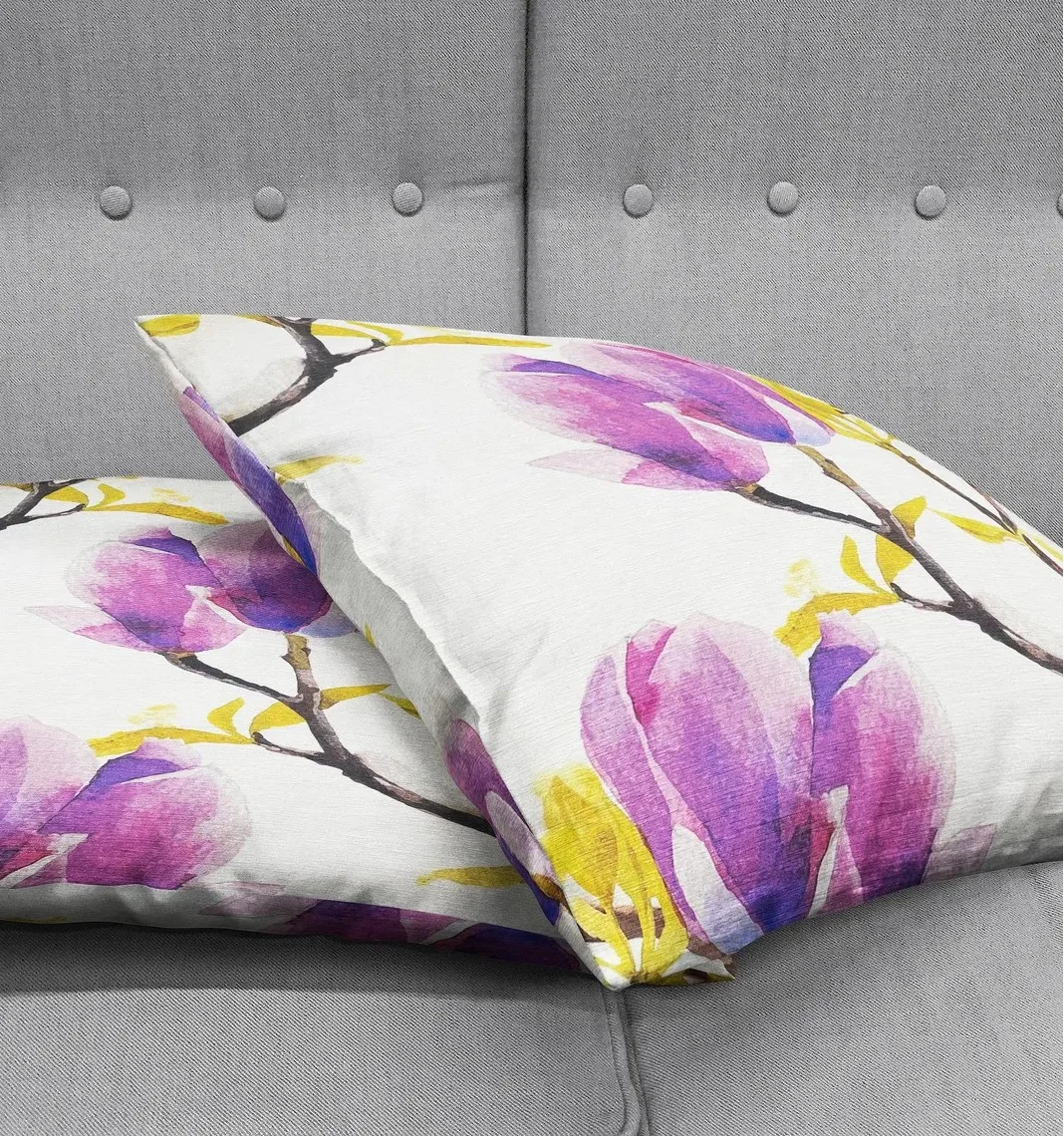 Purple Magnolia Throw Pillow Cover 18x18 Inches Purple Magnolia Throw Pillow Cover 18x18 Inches