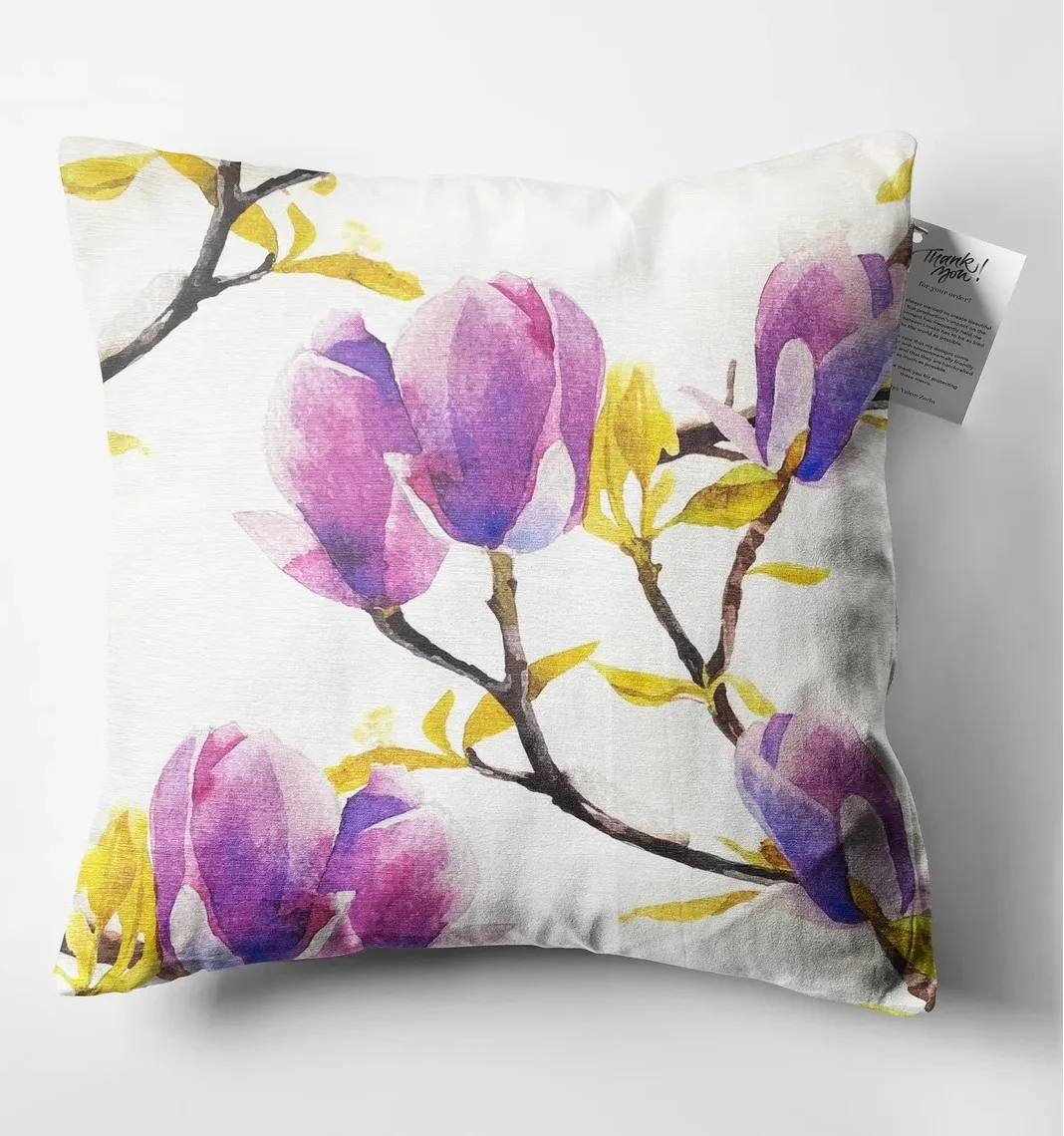 Purple Magnolia Throw Pillow Cover 18x18 Inches Purple Magnolia Throw Pillow Cover 18x18 Inches