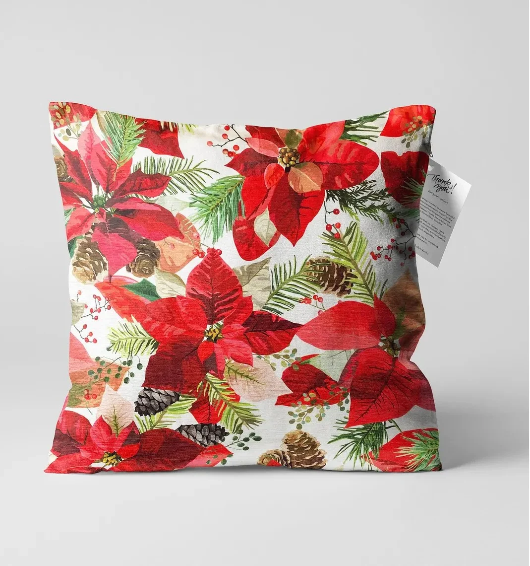 Hydrangea and Wildflower Throw Pillow Cover 18x18 Inches Hydrangea and Wildflower Throw Pillow Cover 18x18 Inches
