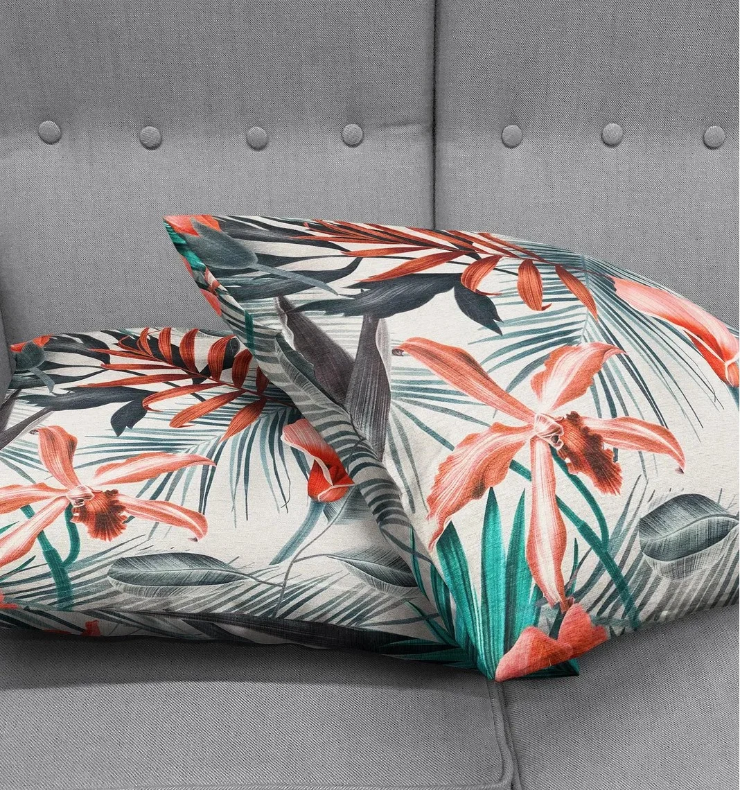 Tropical Flower Throw Pillow Cover 18x18 Inches Tropical Flower Throw Pillow Cover 18x18 Inches