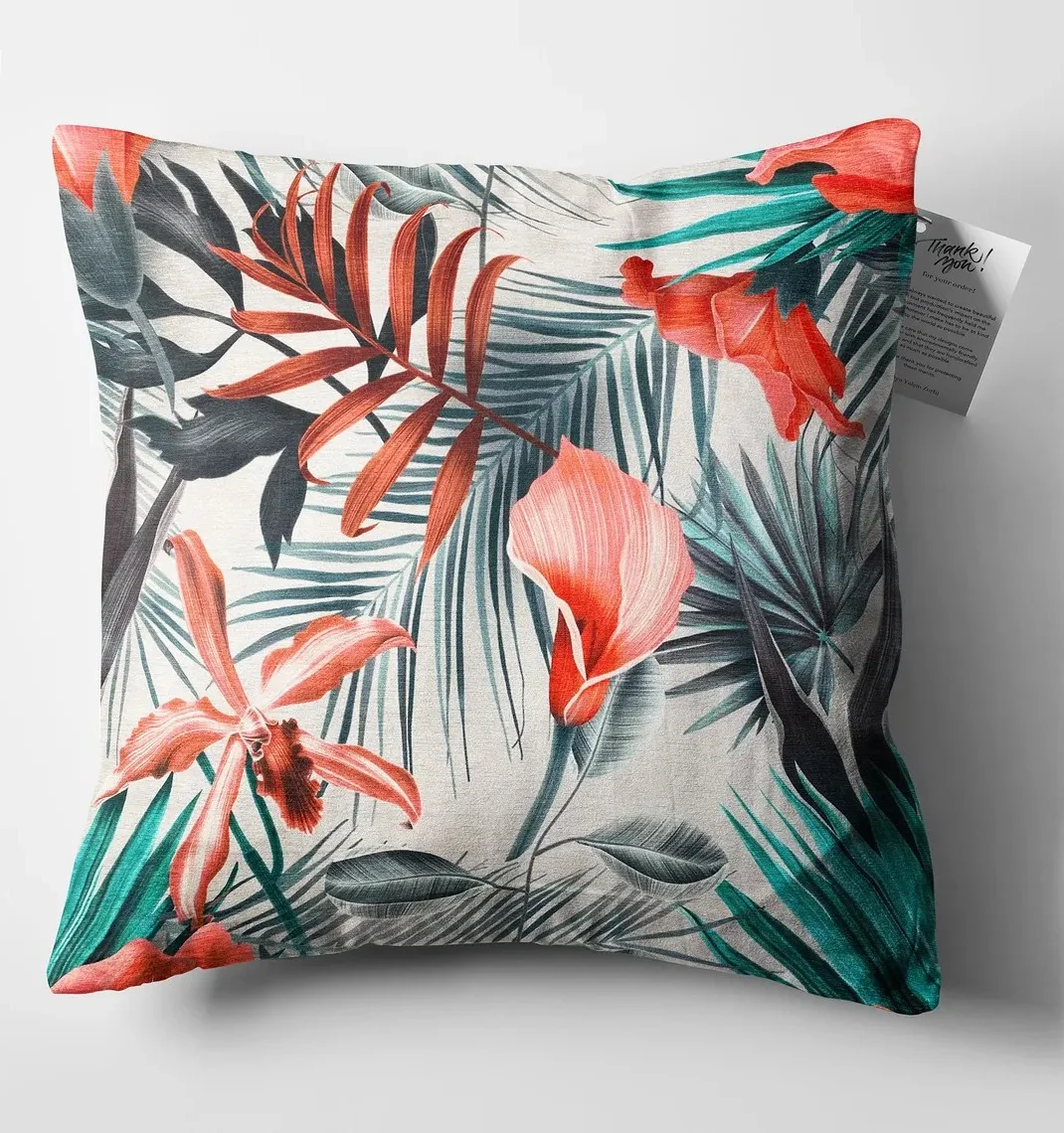 Tropical Flower Throw Pillow Cover 18x18 Inches Tropical Flower Throw Pillow Cover 18x18 Inches