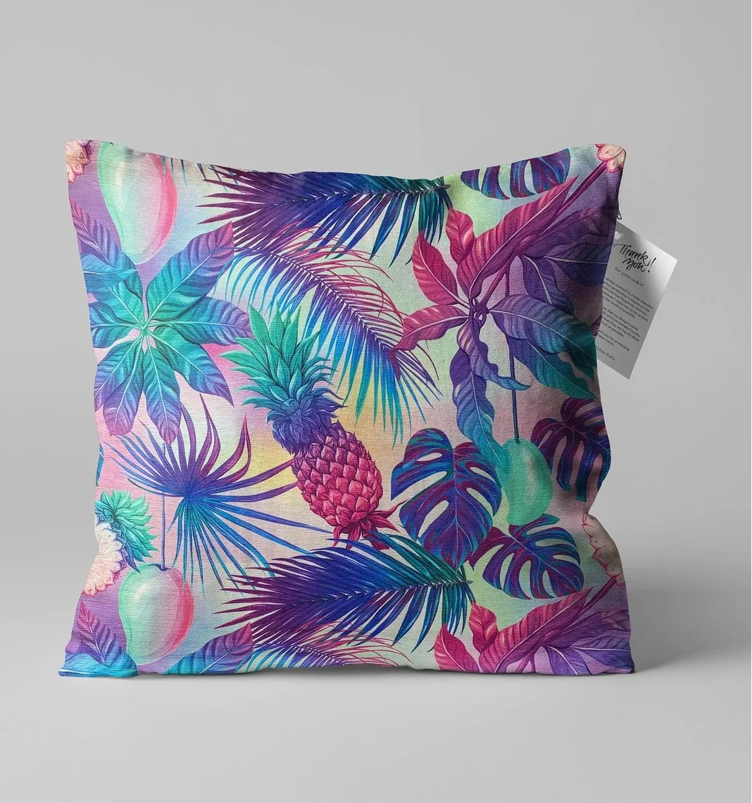Tropical Fruit Throw Pillow Cover 18x18 Inches