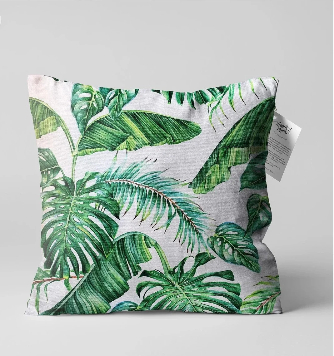 Tropical Leaf Throw Pillow Cover 18x18 Inches