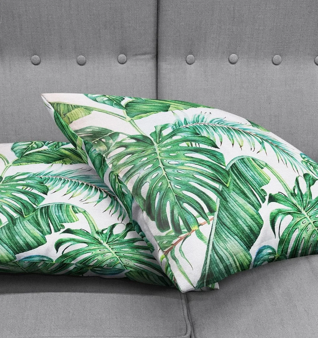 Tropical Leaf Throw Pillow Cover 18x18 Inches Tropical Leaf Throw Pillow Cover 18x18 Inches