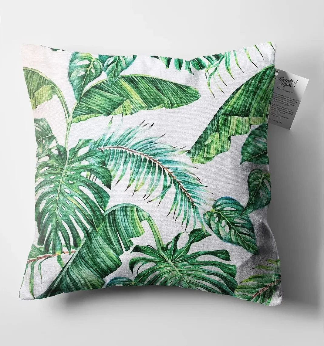 Tropical Leaf Throw Pillow Cover 18x18 Inches Tropical Leaf Throw Pillow Cover 18x18 Inches