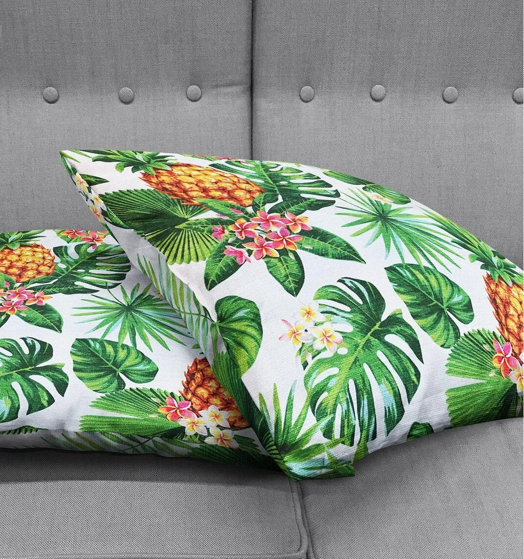 Tropical Pineapple Palm Throw Pillow Cover 18x18 Inches Tropical Pineapple Palm Throw Pillow Cover 18x18 Inches