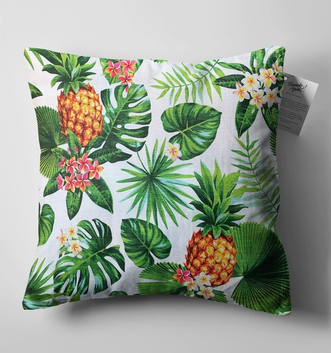Tropical Pineapple Palm Throw Pillow Cover 18x18 Inches Tropical Pineapple Palm Throw Pillow Cover 18x18 Inches