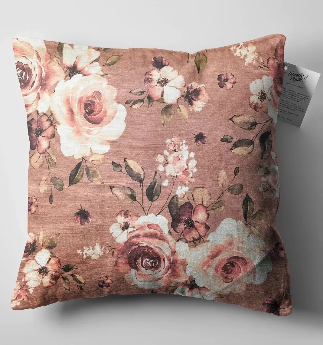 Vintage Rose Throw Pillow Cover 18x18 Inches Vintage Rose Throw Pillow Cover 18x18 Inches